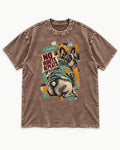 No Route Repeats Frenchie Washed Tee in Coffee, flat lay product photo