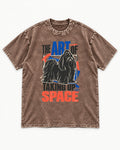 Shih Tzu Taking Up Space Washed Tee in Coffee, flat lay product photo