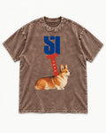 Sit with the Corgi Washed Tee in Coffee, flat lay product photo