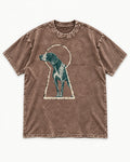 Read the Air German Shorthaired Pointer Washed Tee in Coffee, flat lay product photo