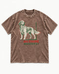 Outside Register Golden Retriever Washed Tee in Coffee, flat lay product photo