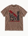 The Frenchie Pause Washed Tee in Coffee, flat lay product photo