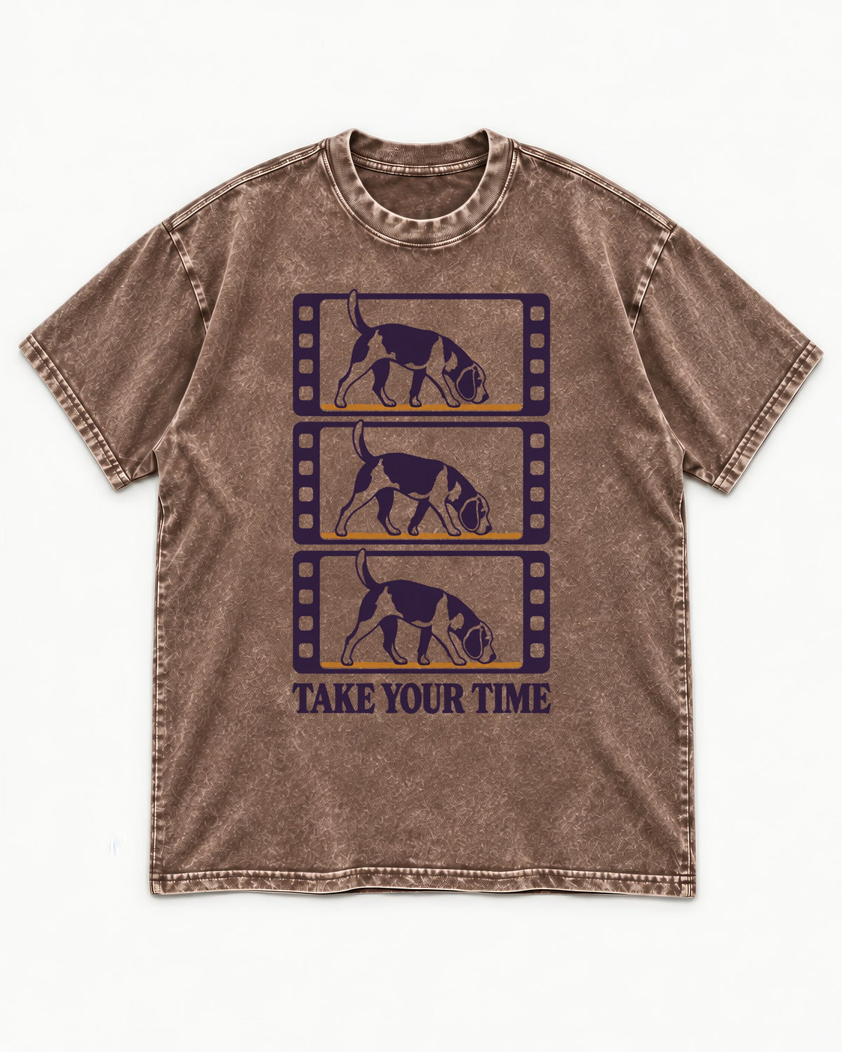 Beagle Take Your Time Washed Tee in Coffee, flat lay product photo