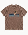 Read That Again Beagle Washed Tee in Coffee, flat lay product photo