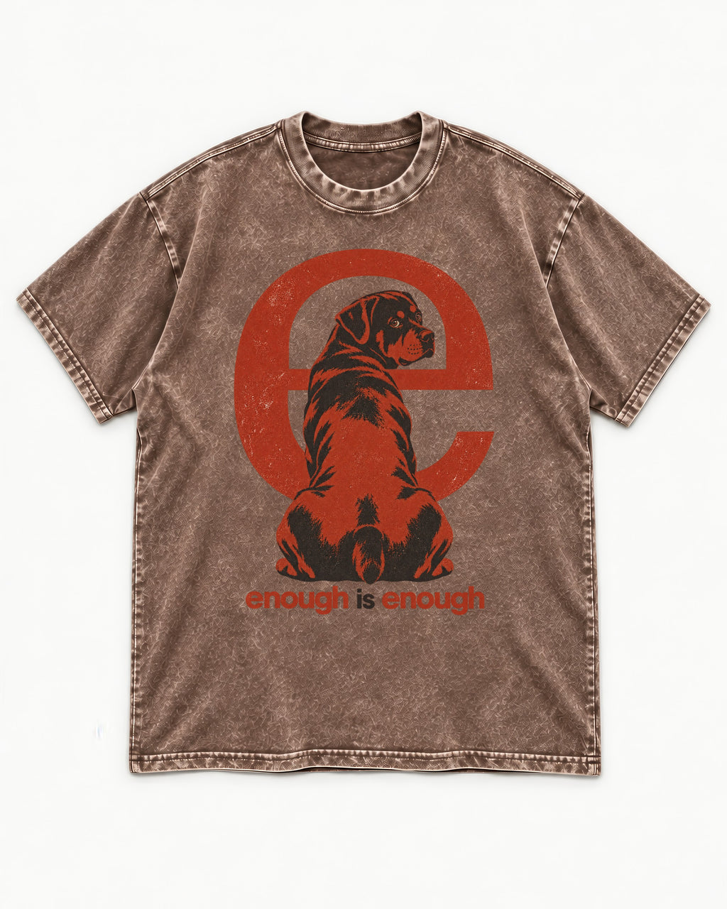 Rottweiler Enough Is Enough Washed Tee in Coffee, flat lay product photo