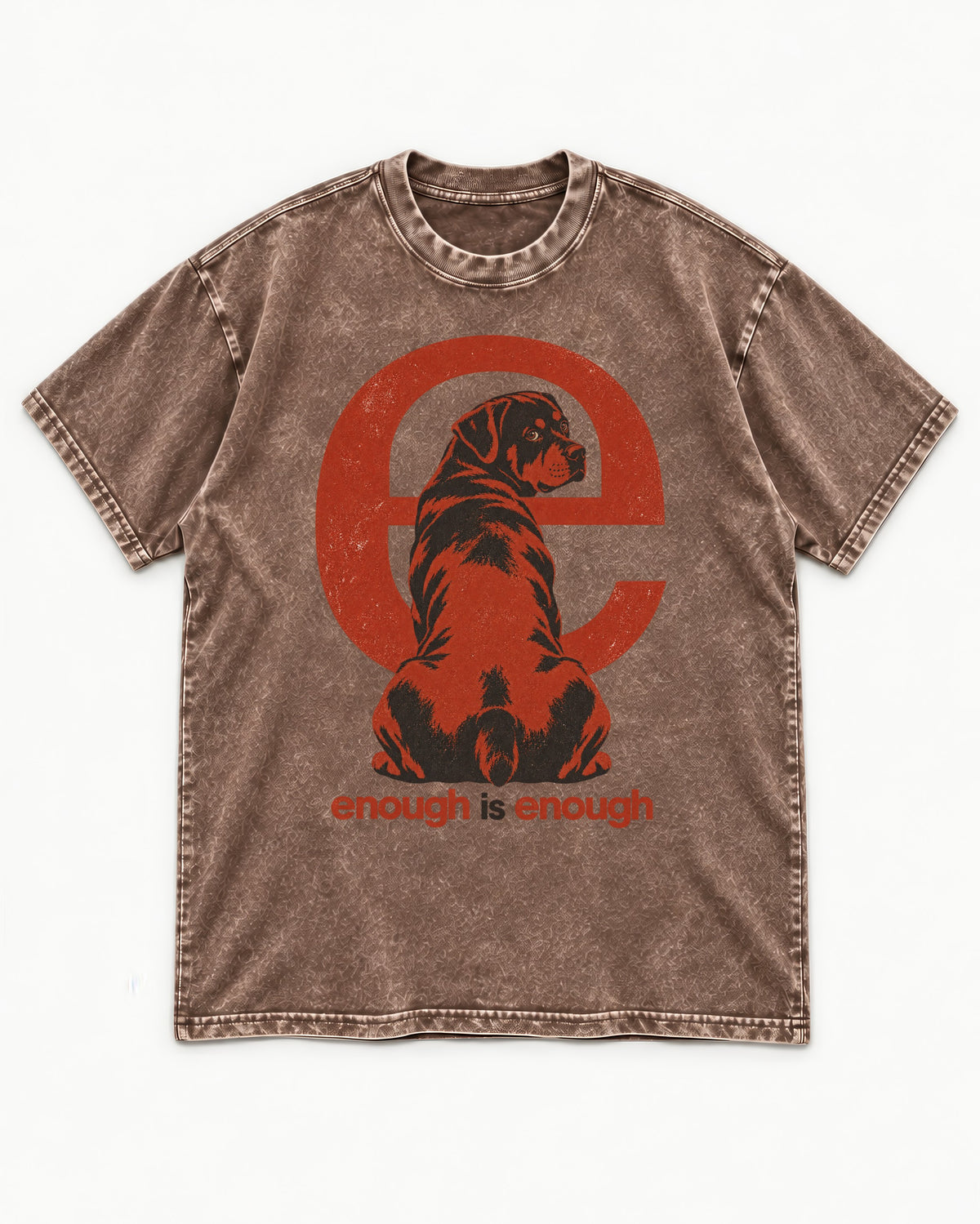 Rottweiler Enough Is Enough Washed Tee in Coffee, flat lay product photo
