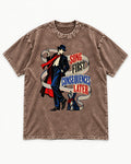 Yorkshire Terrier Song First Consequences Later Washed Tee in Coffee, flat lay product photo