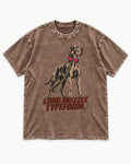 Long Muzzle Typeform Great Dane Washed Tee in Coffee, flat lay product photo