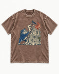 Small Legs Big Opinions English Bulldog Washed Tee in Coffee, flat lay product photo