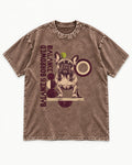 Frenchie's Balance Is Borrowed Washed Tee in Coffee, flat lay product photo