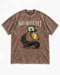 Not Quite Yet Dachshund Washed Tee in Coffee, flat lay product photo