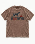 The Quiet Gets There German Shorthaired Pointer Washed Tee in Coffee, flat lay product photo