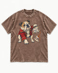 English Bulldog Tea Break Washed Tee in Coffee, flat lay product photo