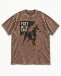 Exit with Doberman Edge Washed Tee in Coffee, flat lay product photo