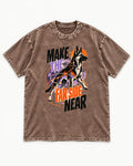 German Shepherd Dog Far Side Near Washed Tee in Coffee, flat lay product photo