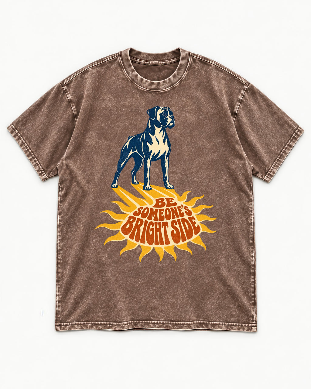 Boxer Be Someone's Bright Side Washed Tee in Coffee, flat lay product photo