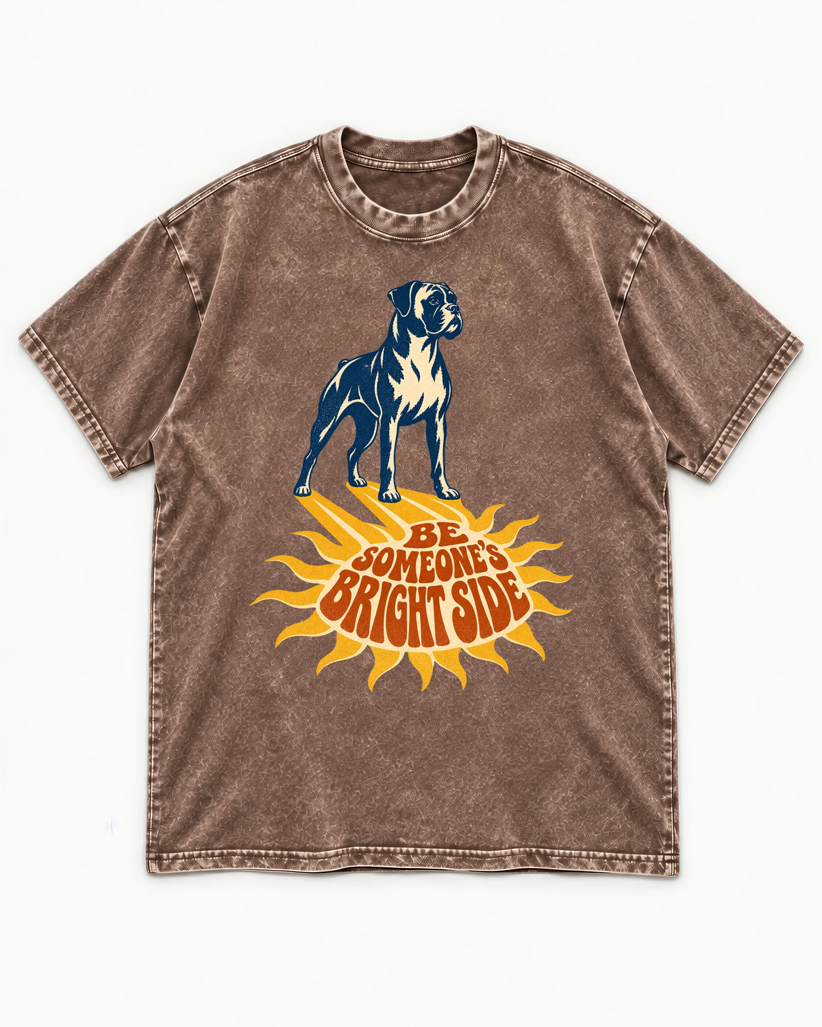Boxer Be Someone's Bright Side Washed Tee in Coffee, flat lay product photo