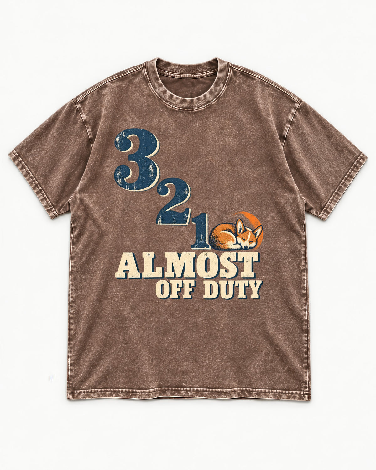 Corgi Almost Off Duty Washed Tee in Coffee, flat lay product photo