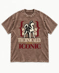 Husky Technically Still Iconic Editorial Frame Graphic Washed Tee in Coffee, flat lay product photo