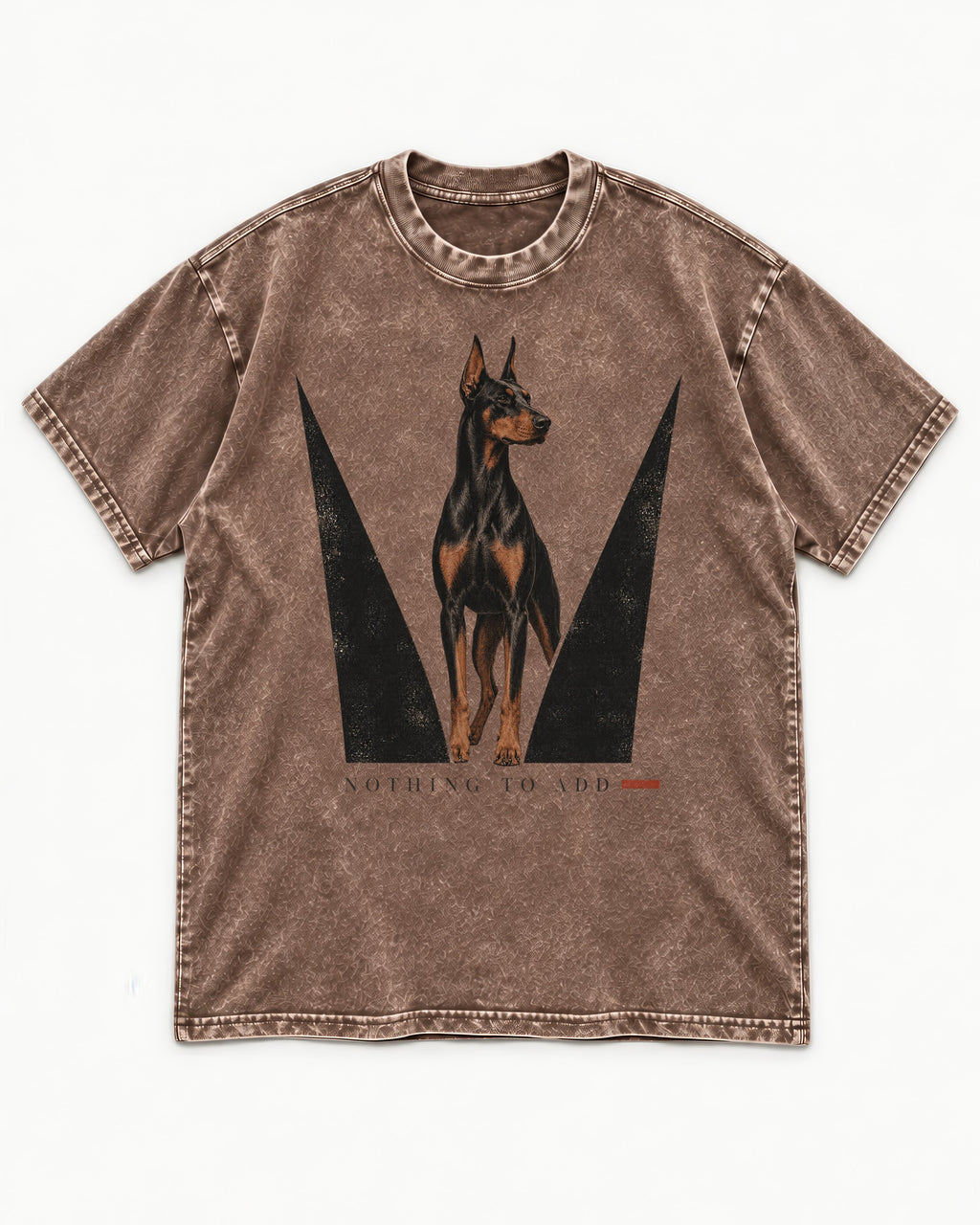 Doberman Nothing to Add Washed Tee in Coffee, flat lay product photo