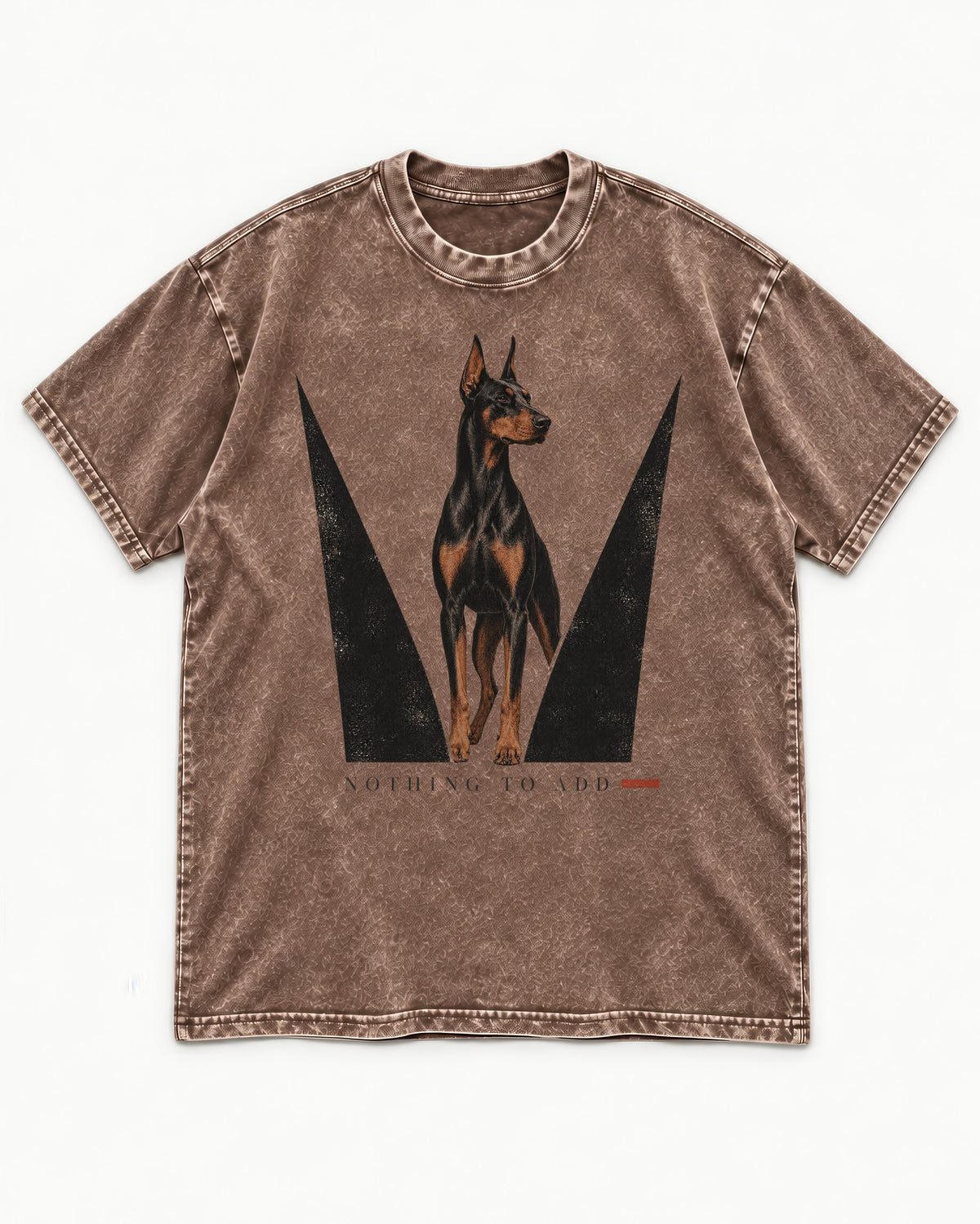 Doberman Nothing to Add Washed Tee in Coffee, flat lay product photo