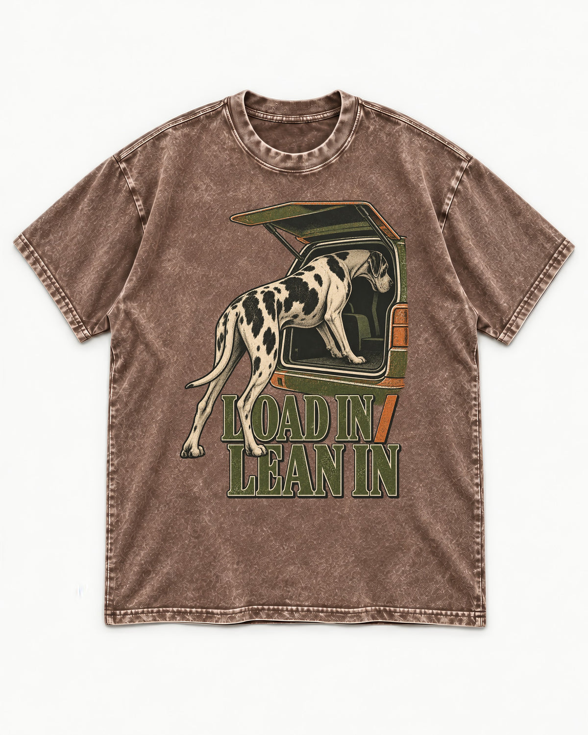 Great Dane Loadin' Leanin' Washed Tee in Coffee, flat lay product photo