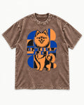 Form Follows Pomeranian Friend Washed Tee in Coffee, flat lay product photo