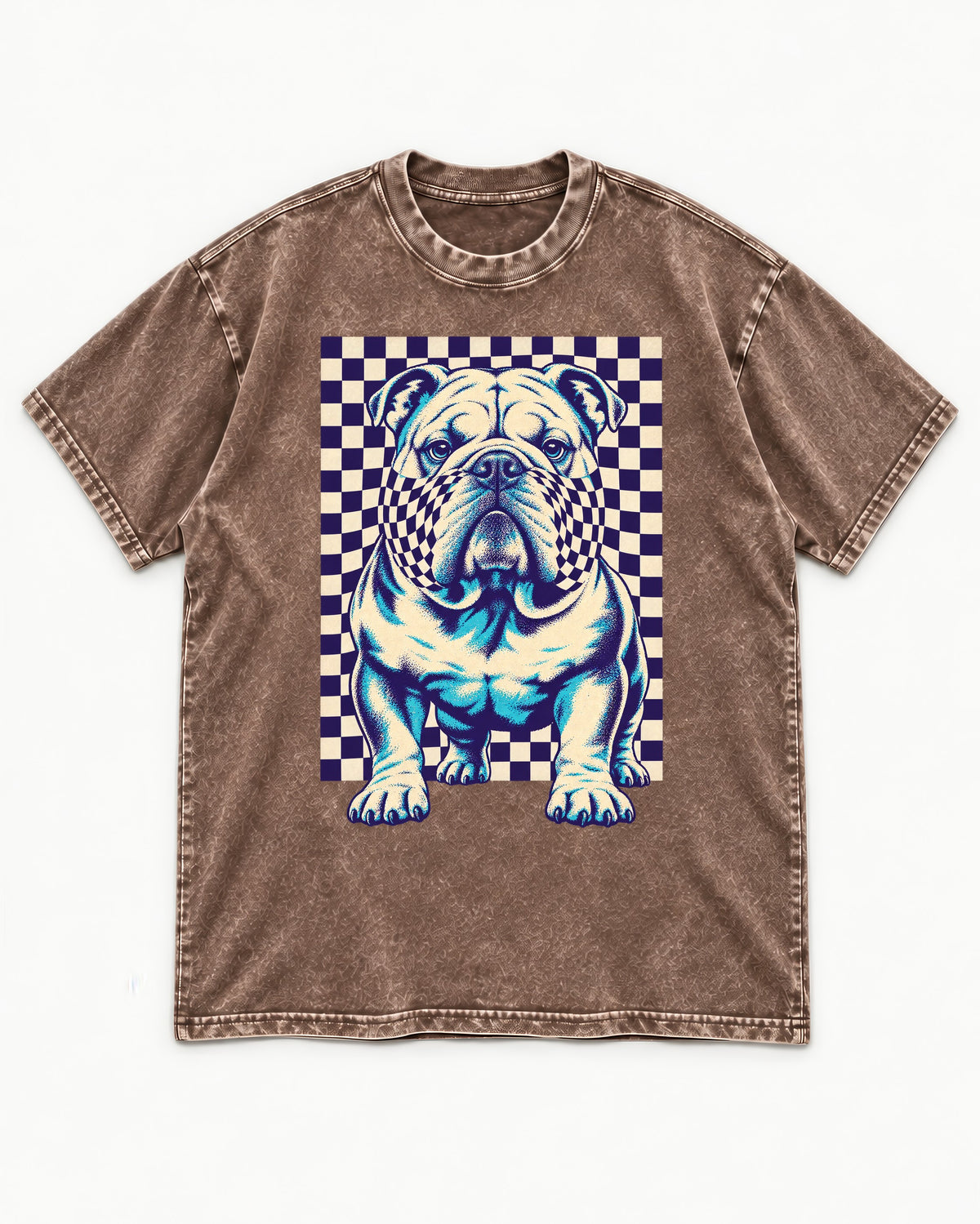 English Bulldog Double Take Washed Tee in Coffee, flat lay product photo