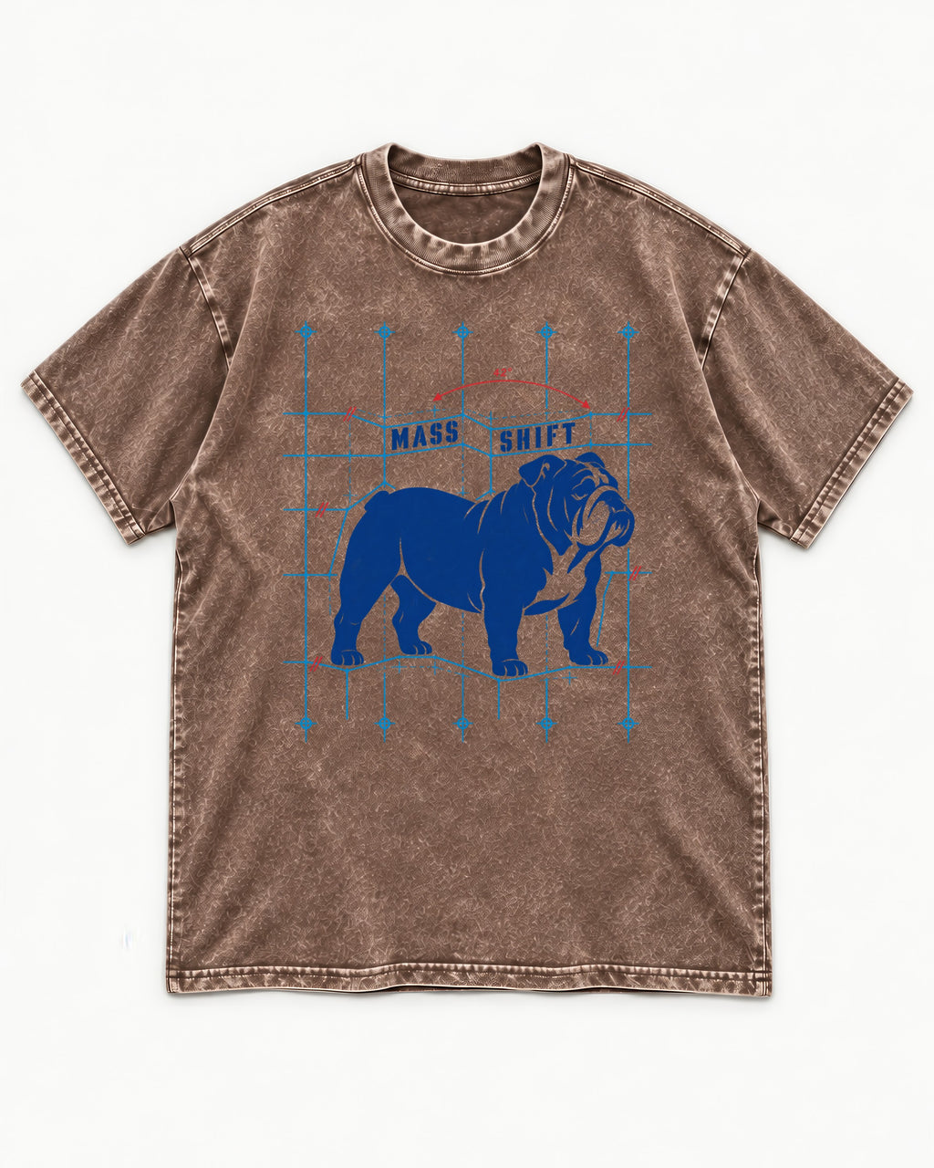 Mass Shift English Bulldog Washed Tee in Coffee, flat lay product photo