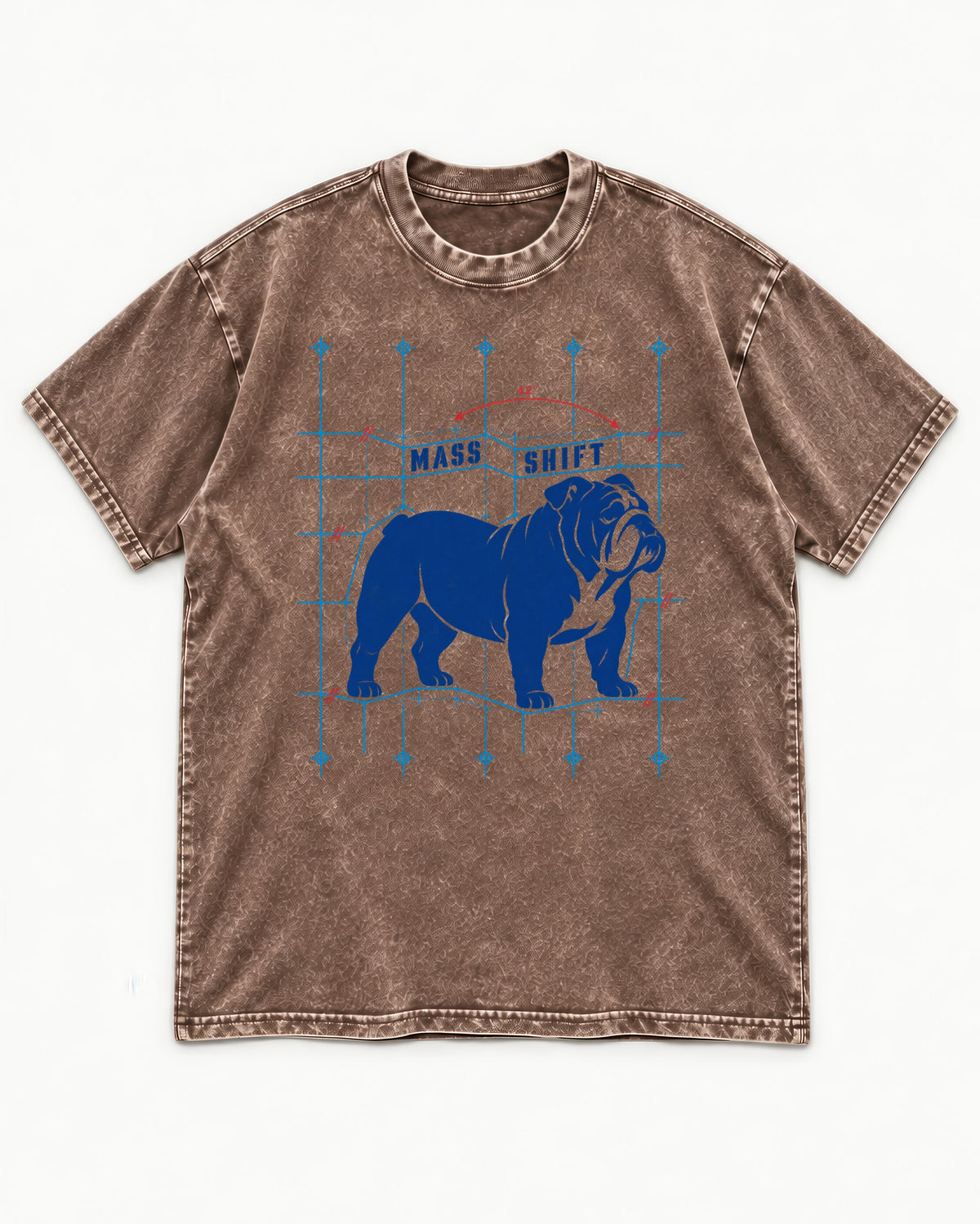 Mass Shift English Bulldog Washed Tee in Coffee, flat lay product photo