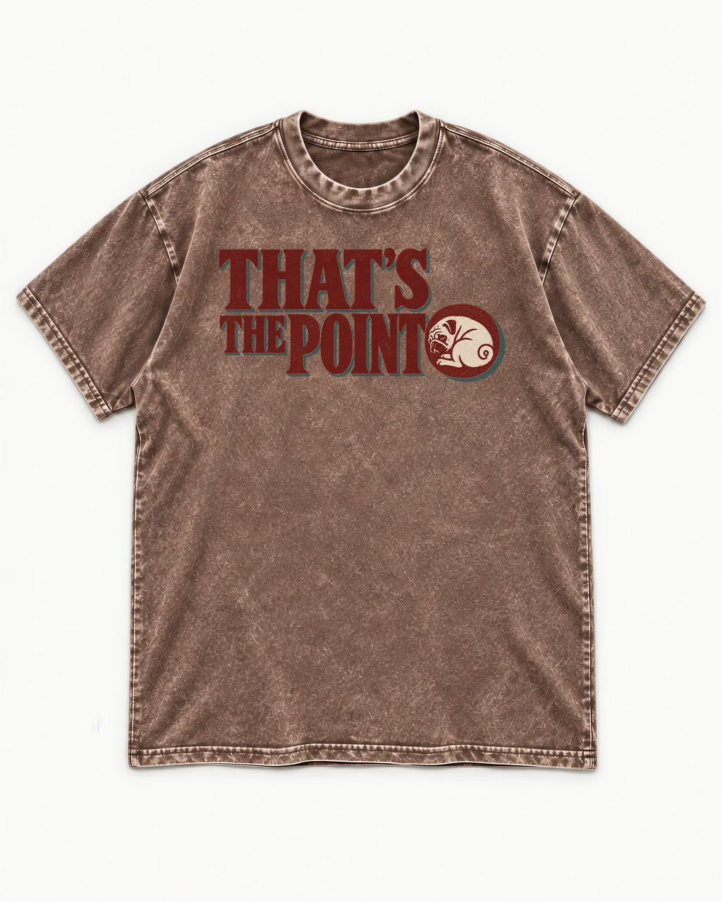 Pug's the Point Washed Tee in Coffee, flat lay product photo