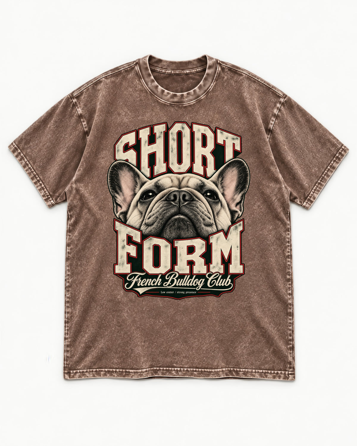 Short Form Frenchie Washed Tee in Coffee, flat lay product photo