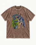 German Shepherd Dog Heard the Leaf Move Washed Tee in Coffee, flat lay product photo