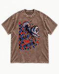 Pomeranian Break the Pattern Washed Tee in Coffee, flat lay product photo