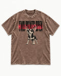 Two Points Open Chihuahua Washed Tee in Coffee, flat lay product photo