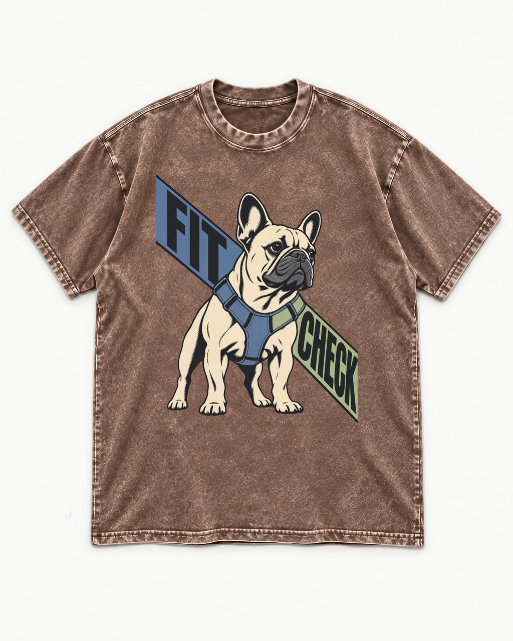 Frenchie Fit Check Washed Tee in Coffee, flat lay product photo