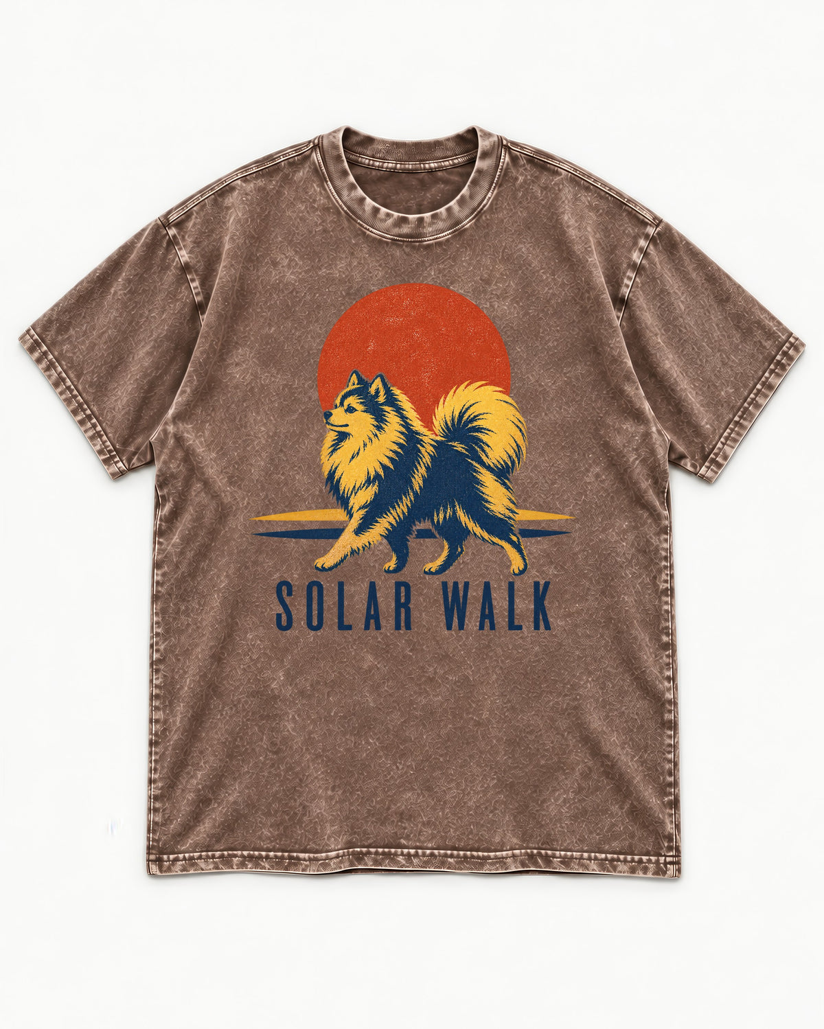 Pomeranian Solar Walk Washed Tee in Coffee, flat lay product photo
