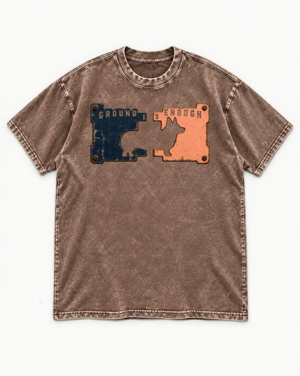 Corgi Is Enough Washed Tee in Coffee, flat lay product photo