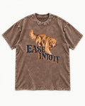 Golden Retriever Ease Into It Washed Tee in Coffee, flat lay product photo