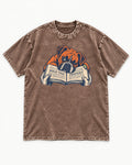 Boxer Hold That Thought Washed Tee in Coffee, flat lay product photo