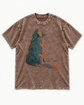 Let It Breathe Golden Retriever Washed Tee in Coffee, flat lay product photo