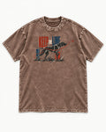 Keep the Line German Shorthaired Pointer Washed Tee in Coffee, flat lay product photo