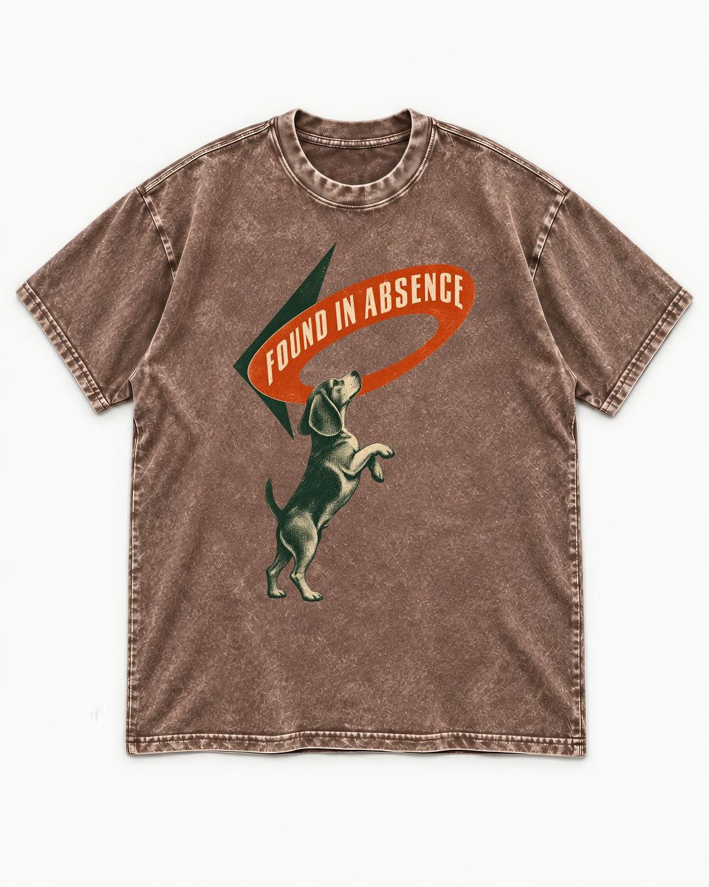 Beagle Found in Absence Washed Tee in Coffee, flat lay product photo