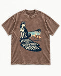 Husky Leisure with Suspicious Intent Washed Tee in Coffee, flat lay product photo