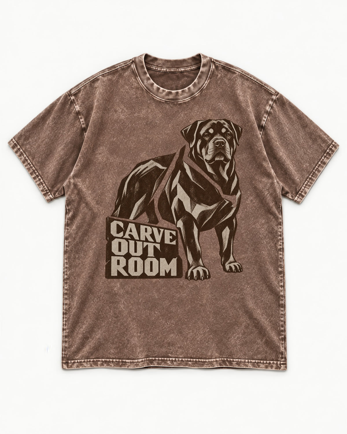 Carve Out Room for Rottweiler Washed Tee in Coffee, flat lay product photo