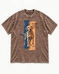 There You Stand Labrador Retriever Washed Tee in Coffee, flat lay product photo