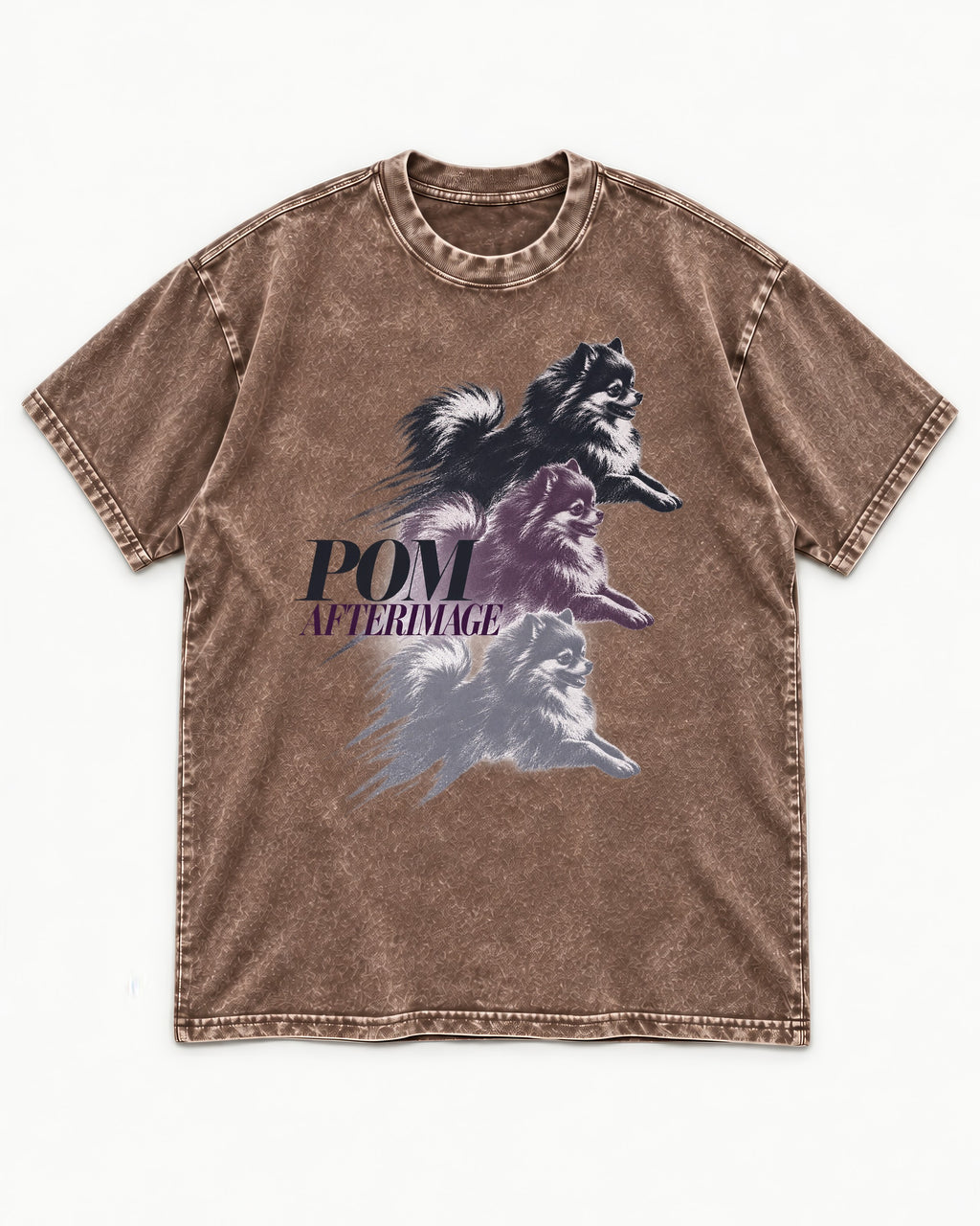 Pomeranian Afterimage Washed Tee in Coffee, flat lay product photo