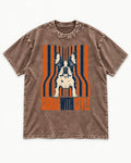 Frenchie Signal Washed Tee in Coffee, flat lay product photo
