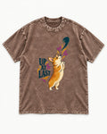 Corgi Up at Last Washed Tee in Coffee, flat lay product photo