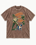 Pug Confidently Off Course Washed Tee in Coffee, flat lay product photo